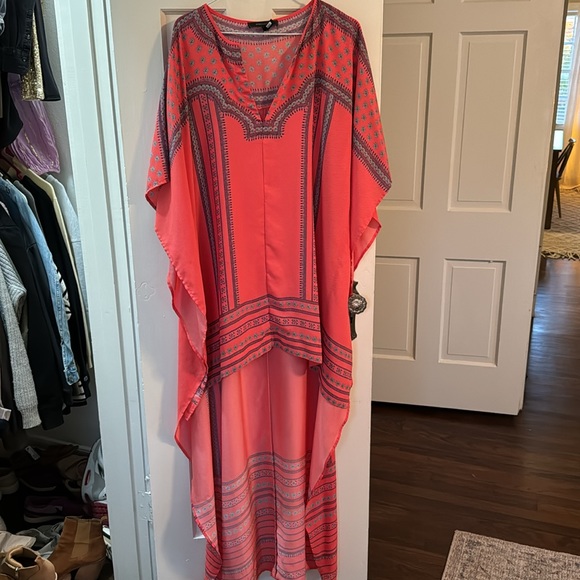 WOMENS BCBG MAXAZRIA REDBERRY CRISTEN HI LOW KAFTAN DRESS M/L - Picture 3 of 7